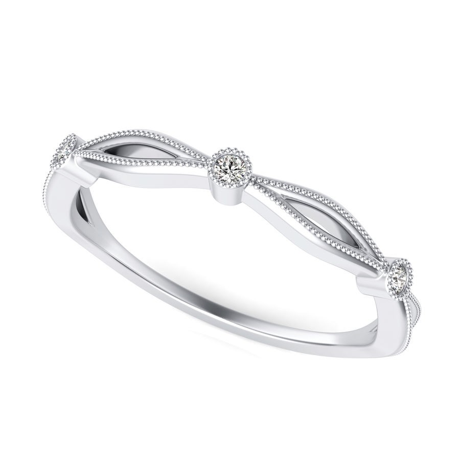 Bezel Set Twist Fashion Ring with Milgrain