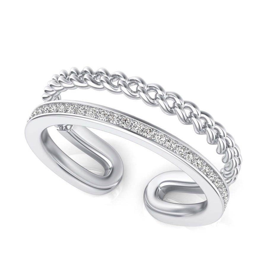 Diamond Bar and Chain Link Fashion Ring