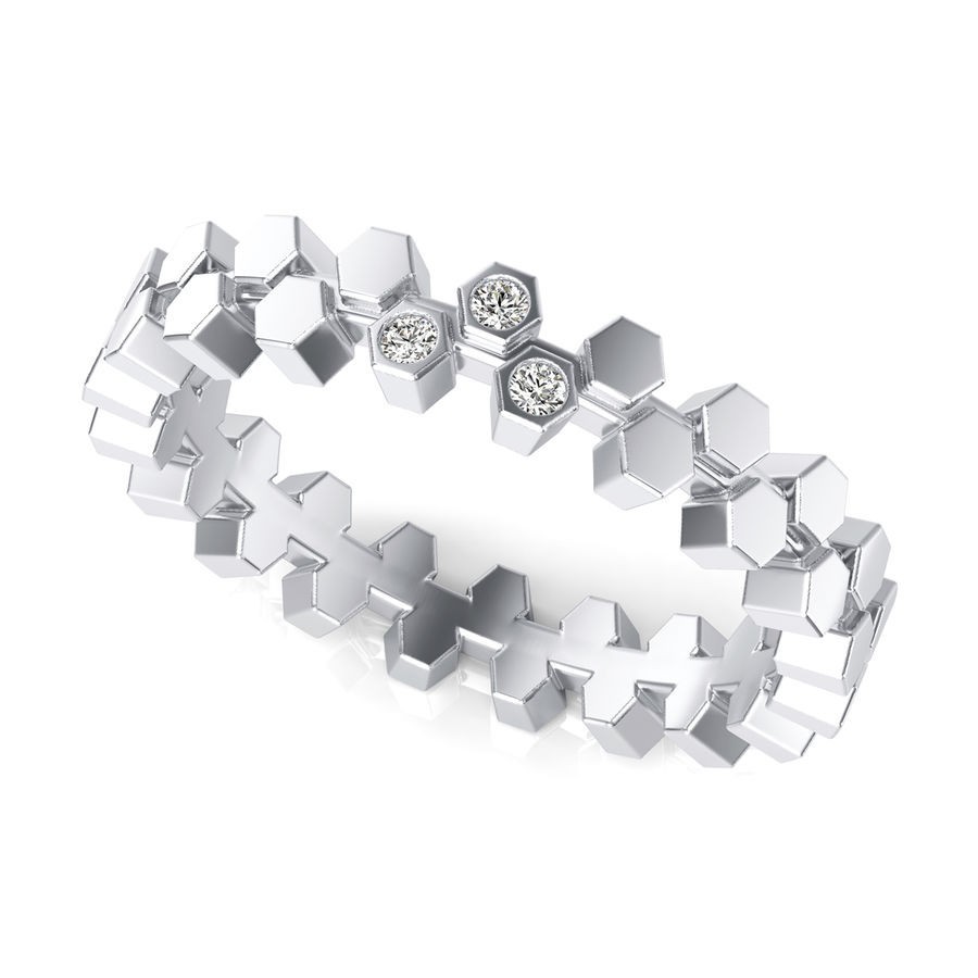 Hexagon with Diamond Fashion Ring