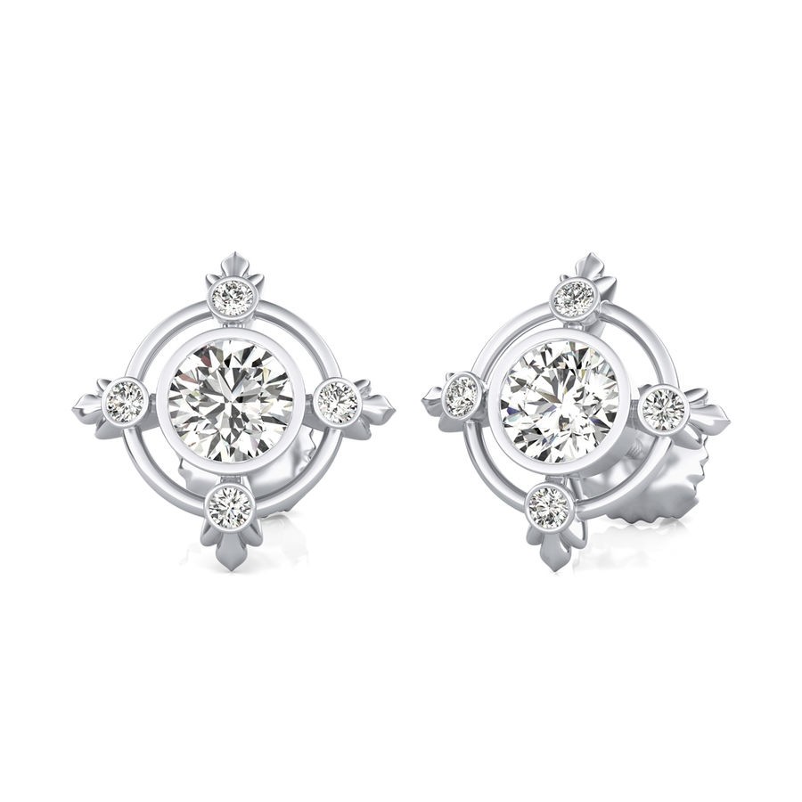 Bezel Stud Earrings