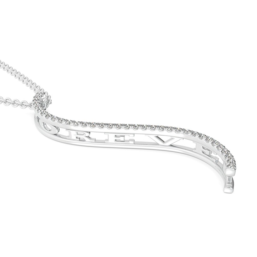 "FOREVER" S-Curved Drop Bar Pendant 