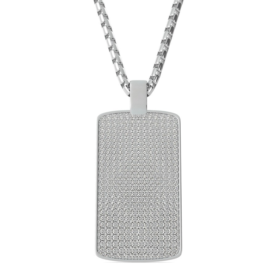 Full Pave Rectangular Dog Tag Pendant 