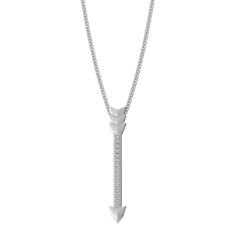 Flat Arrow Drop Pendant With Stones