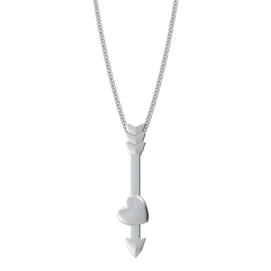 Flat Heart & Arrow Drop Pendant