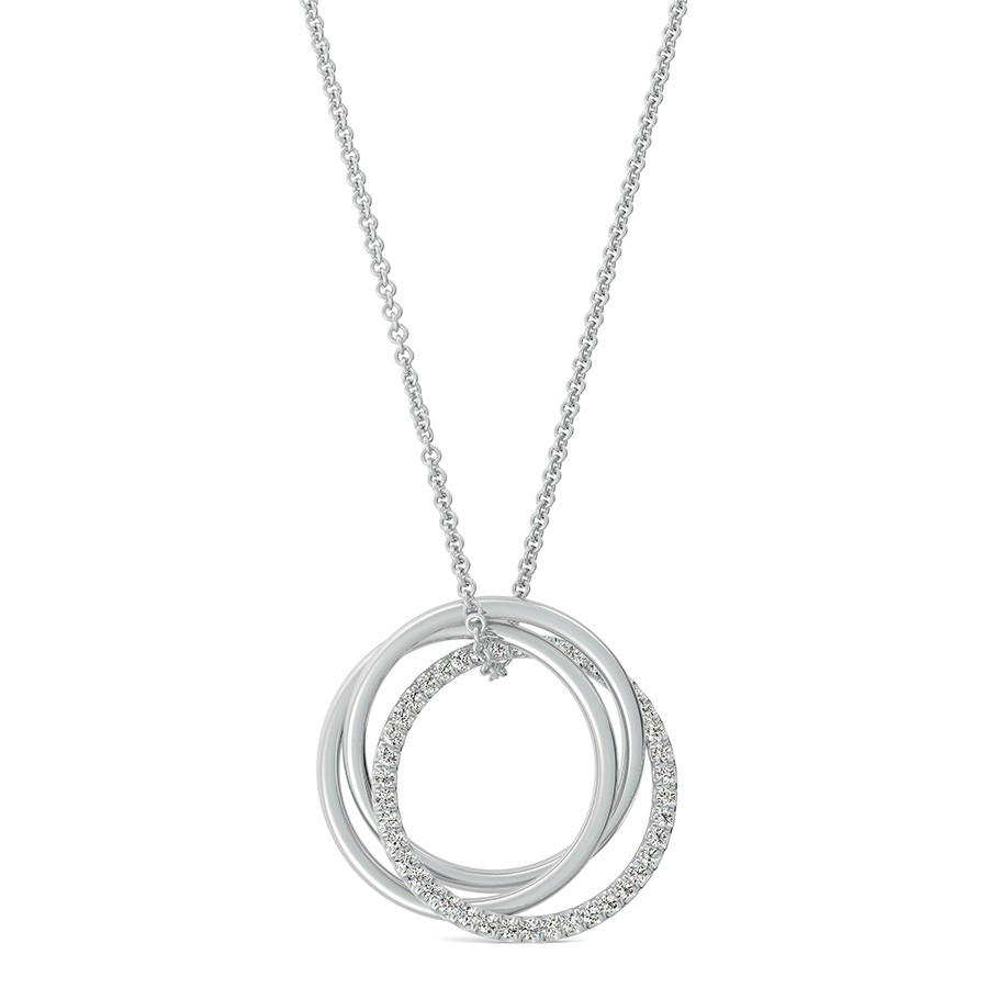 Thri-Circle Interlocking Pendant With Pave Set Stones