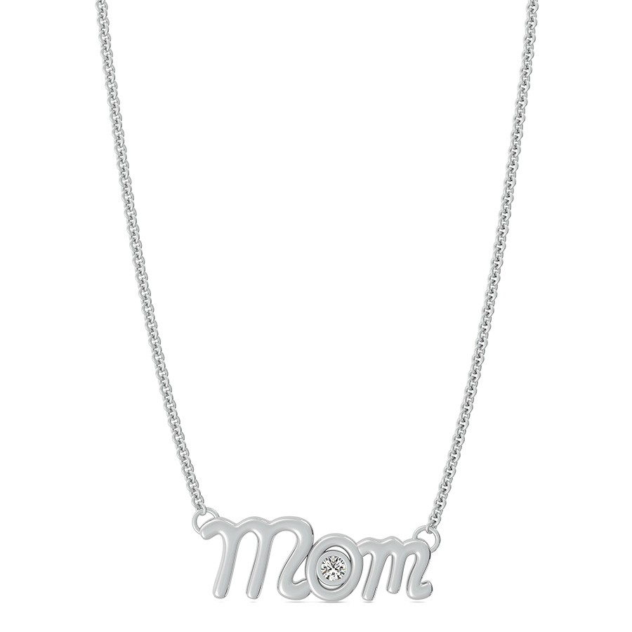 "MOM" Pendant With Bezel Set Stone