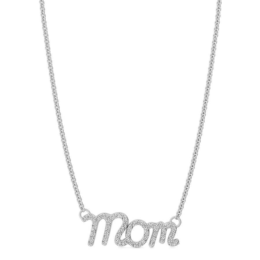 "MOM" Pendant With Pave Set Stone