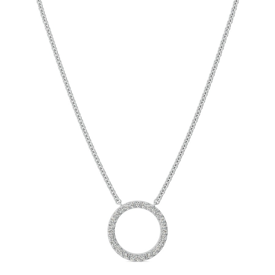 Open Circle Pendant 1/2 Inch With Pave Set Stones