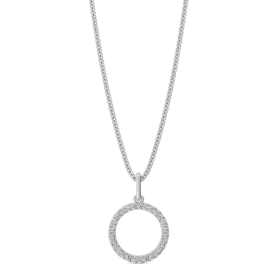Open Circle Pendant  1/2 Inch With Pave Set Stones