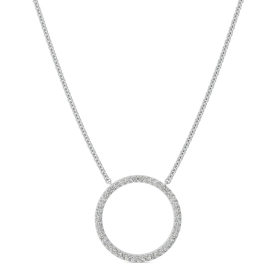 Open Circle Pendant 3/5 Inch With Pave Set Stones