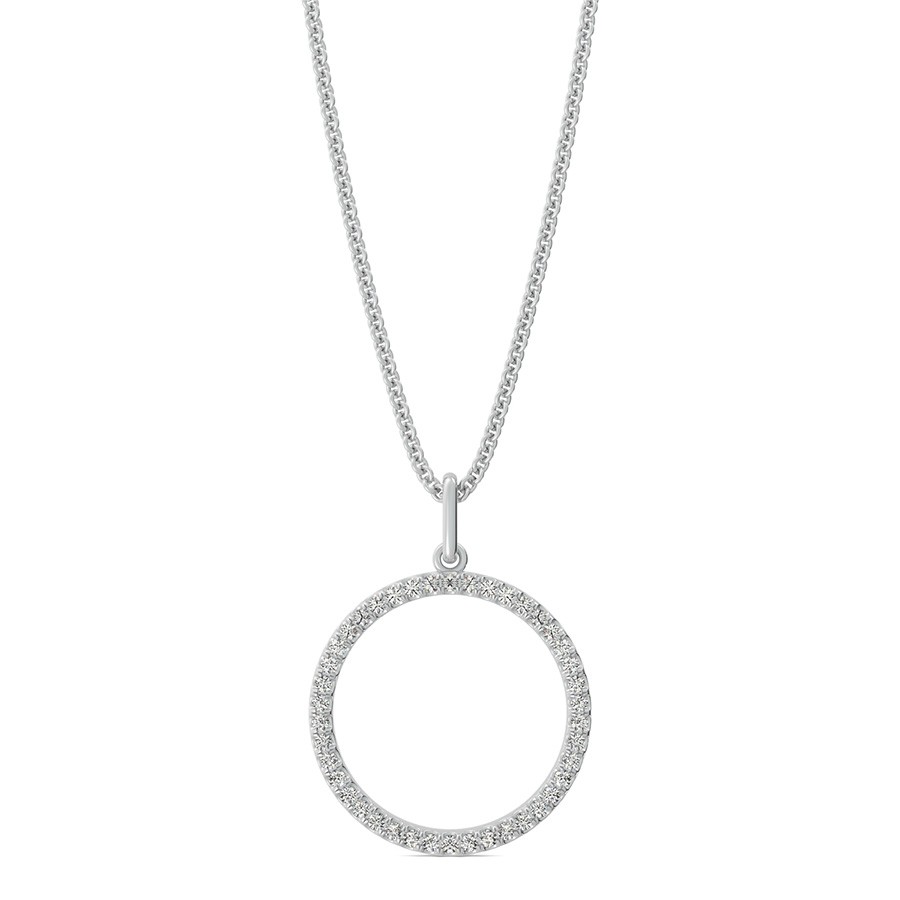 Open Circle Pendant 3/5 Inch With Pave Set Stones