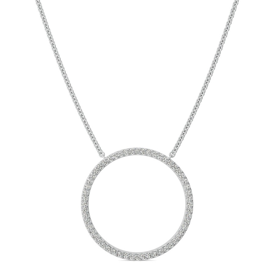 Open Circle Pendant 7/8 Inch With Pave Set Stones