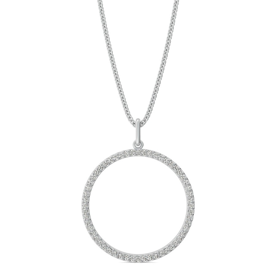Open Circle Pendant 7/8 Inch With Pave Set Stones