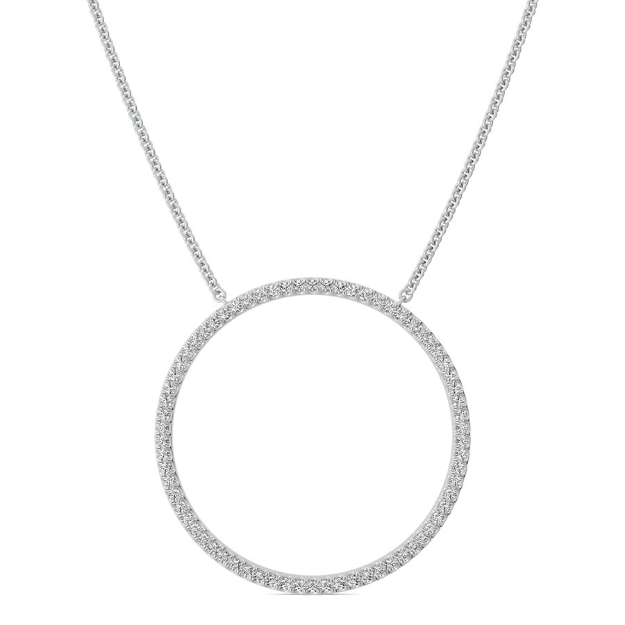 Open Circle Pendant 1 Inch With Pave Set Stones