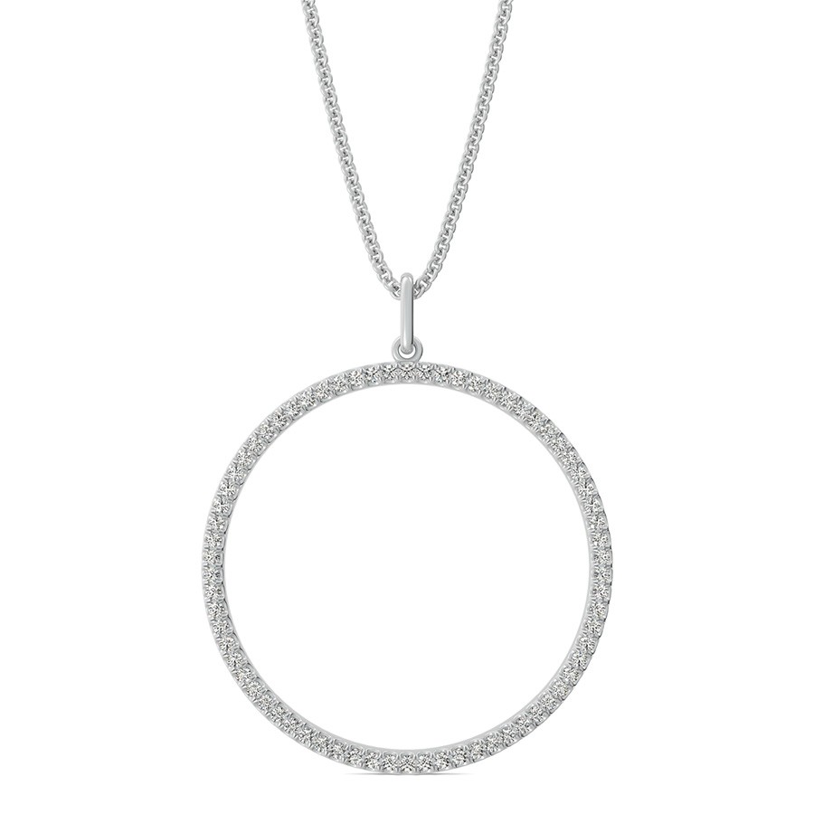 Open Circle Pendant 1 Inch With Pave Set Stones