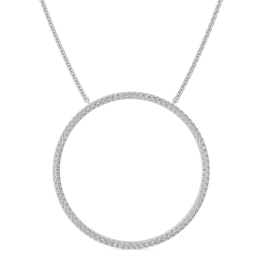 Open Circle Pendant 1.25 Inch With Pave Set Stones