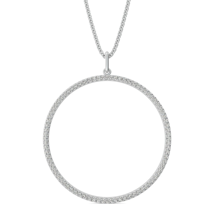 Open Circle Pendant 1.25 Inch With Pave Set Stones