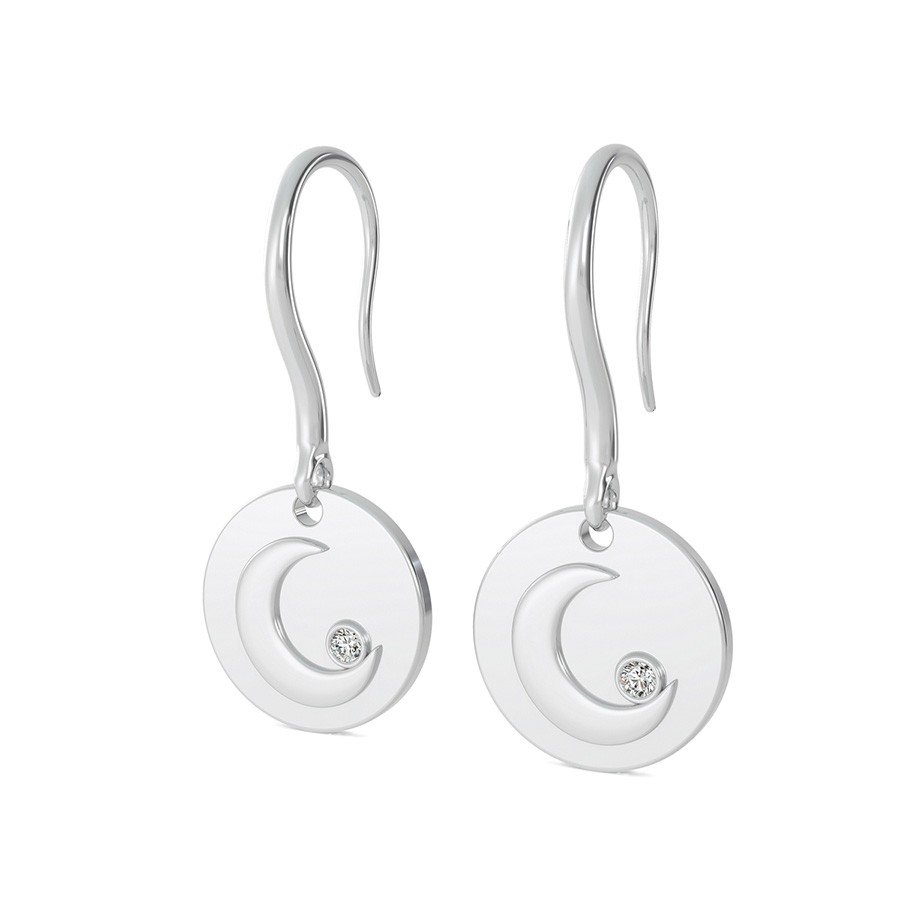 Crescent Moon Disc Earrings