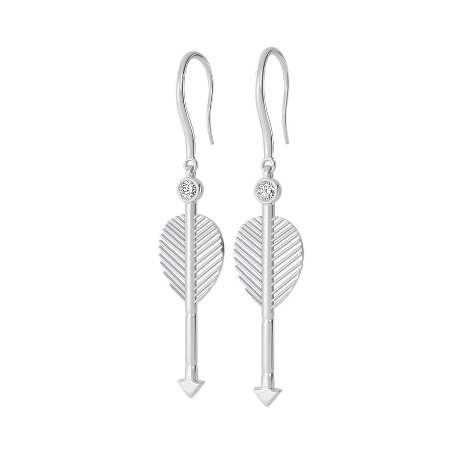 Arow Drop Earrings With Bezel Set Stone