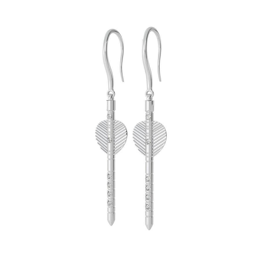 Arrow Drop Earrings With Bezel Set Stones