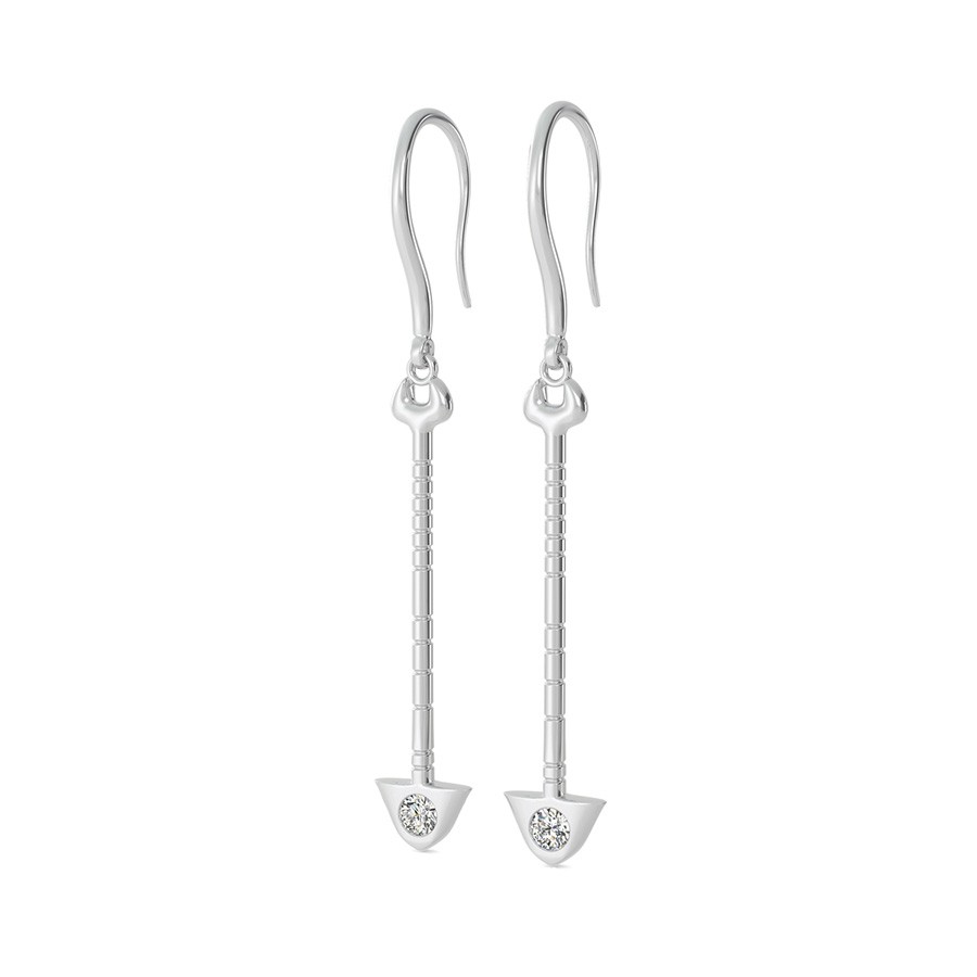 Tribal Arrow Drop Earrings With Bezel Set Stone