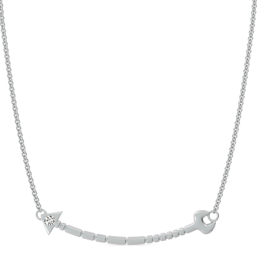 Tribal Curved Arrow Pendant With Bezel Set Stone