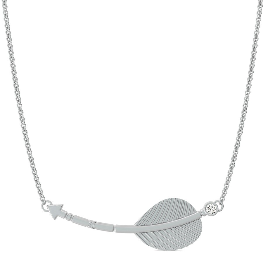 Sideways Curved Arrow Pendant With Bezel Set Stone