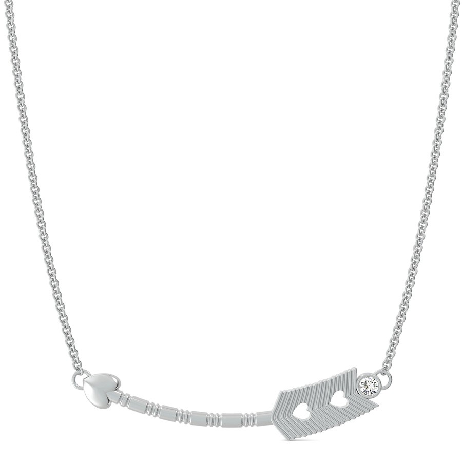 Heart Tribal Curved Arrow Pendant With Bezel Set Stone