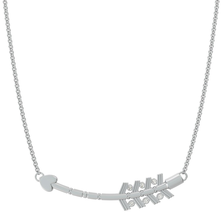 Heart Tribal Curved Arrow Pendant With Bezel Set Stones