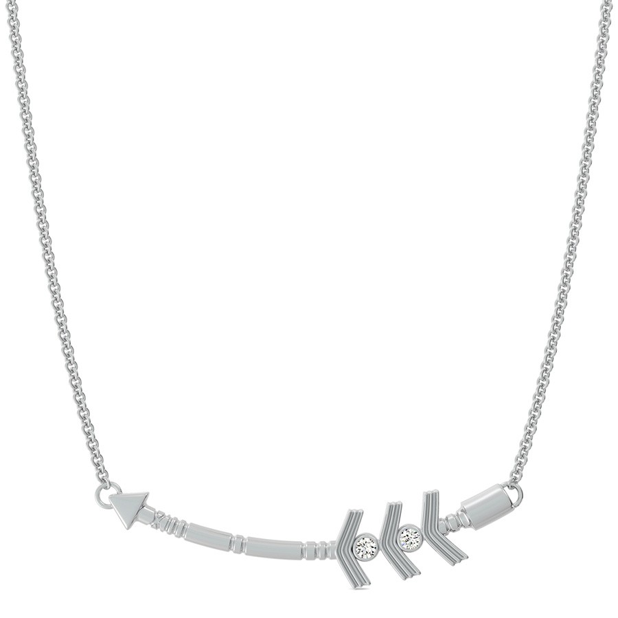 Tribal Curved Arrow Pendant With Bezel Set Stones