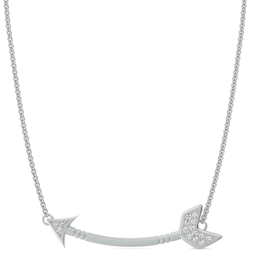 Curved Arrow Pendant With Pave Set Stones