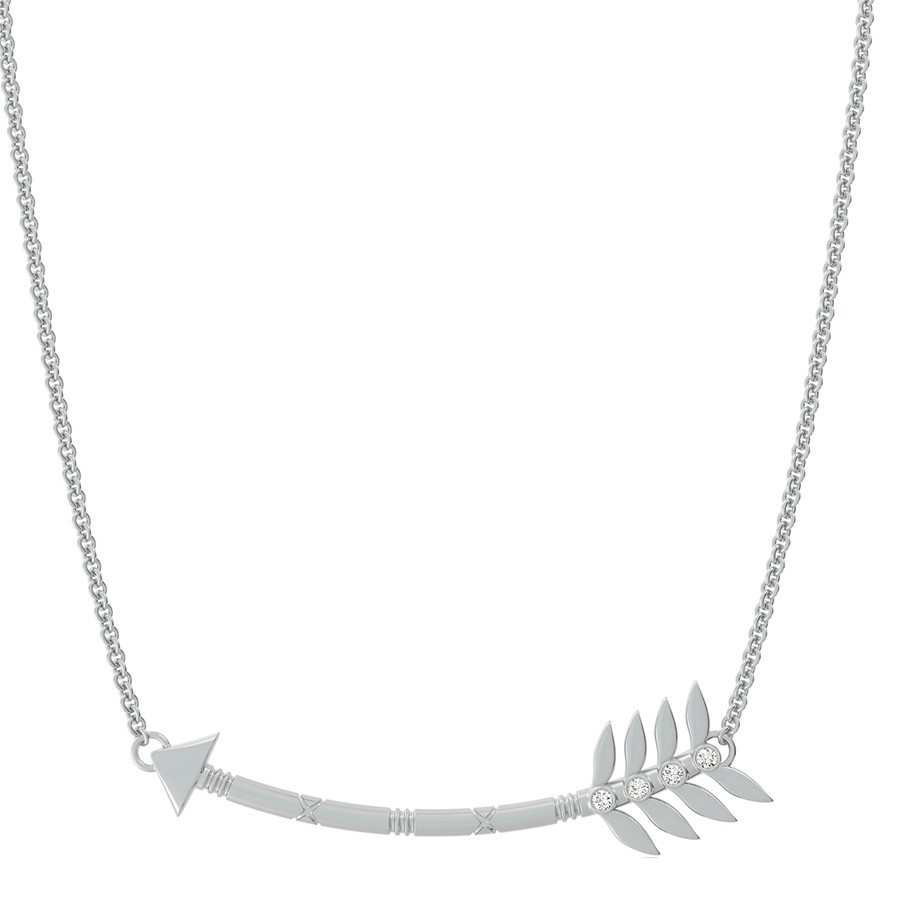 Leaf Curved Arrow Pendant With Bezel Set Stones