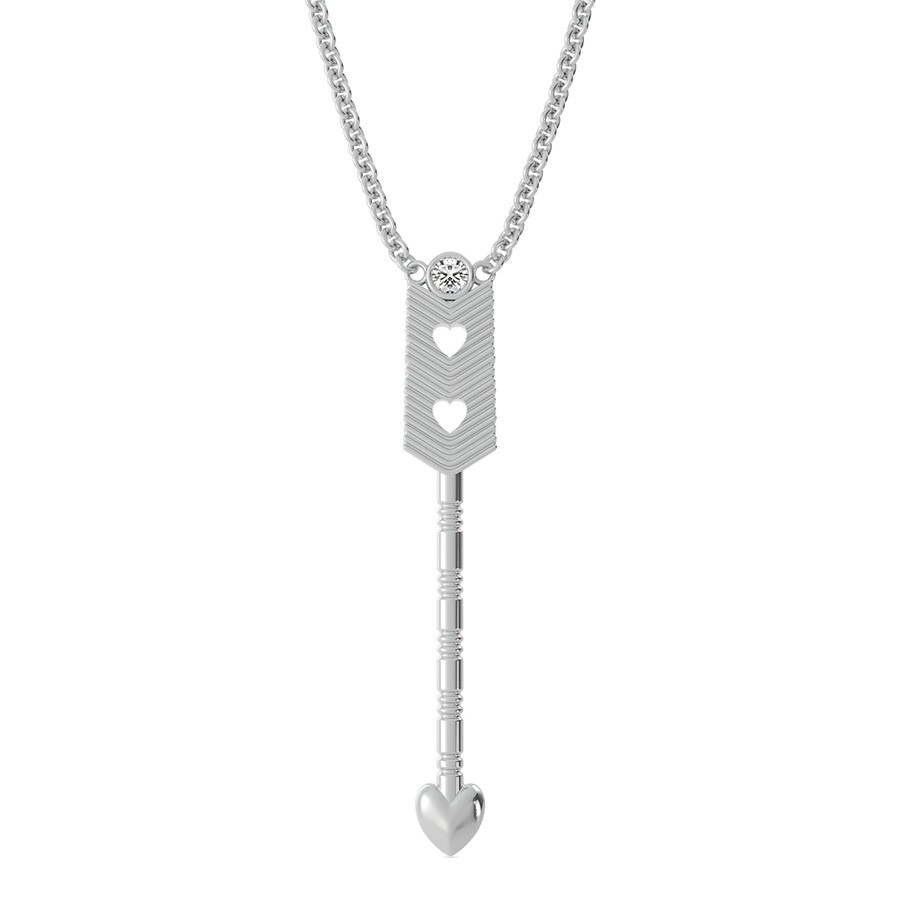 Heart Tribal Arrow Drop Pendant With Bezel Set Stone