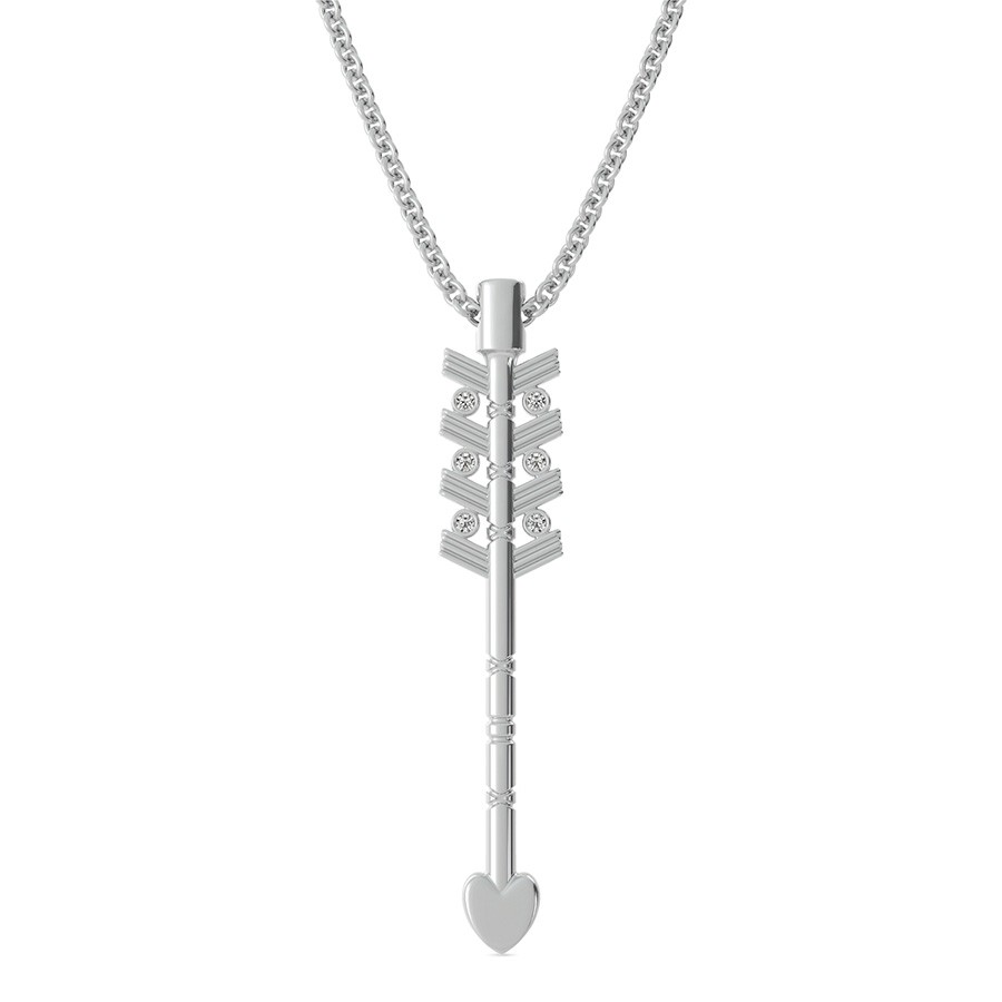 Heart Tribal Arrow Drop Pendant With Bezel Set Stones