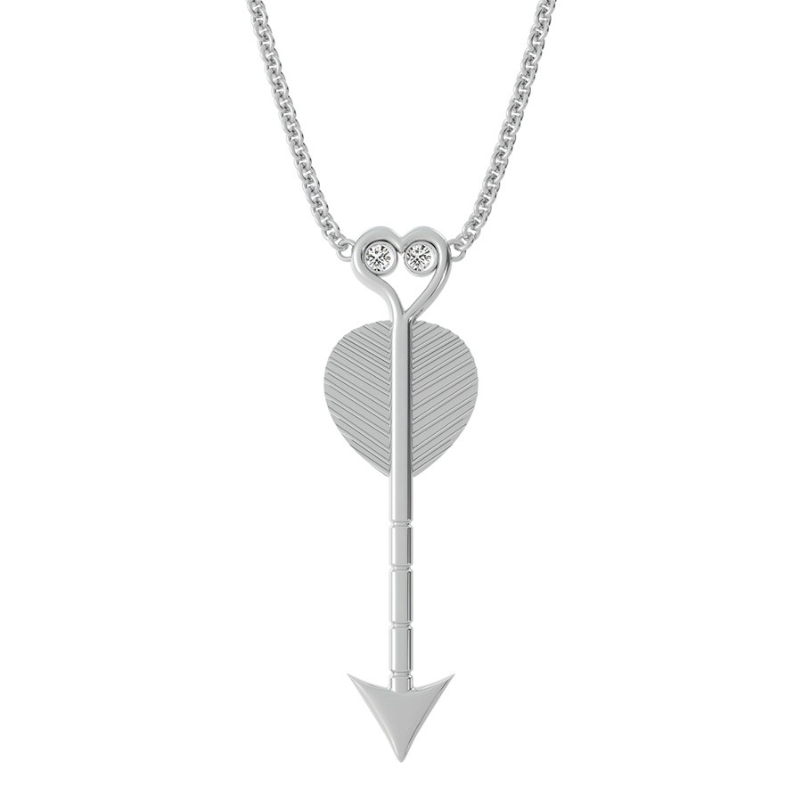 Tribal Heart Arrow Drop Pendant With Bezel Set Stones