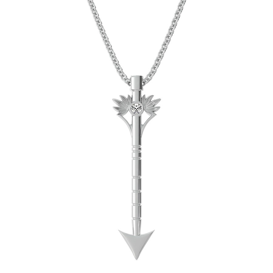 Leaf Arrow Drop Pendant With Bezel Set Stone