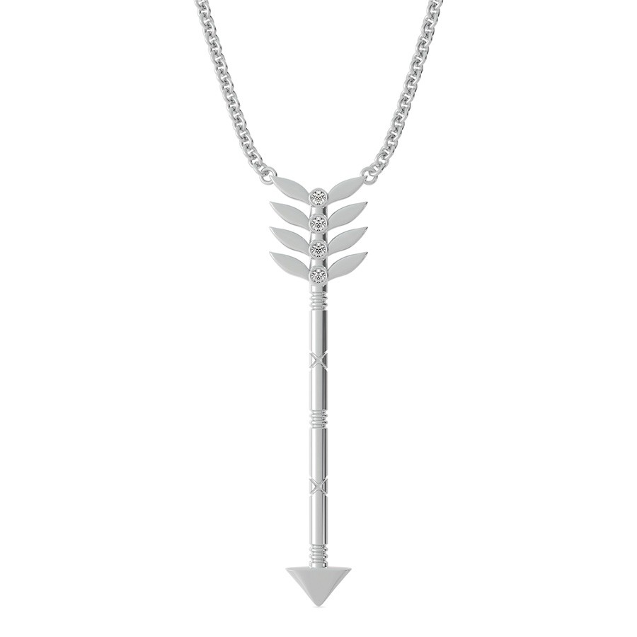 Leaf Arrow Drop Pendant With Bezel Set Stones