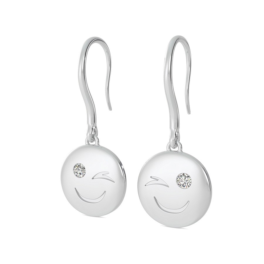 Wink Emoji Coin Earrings