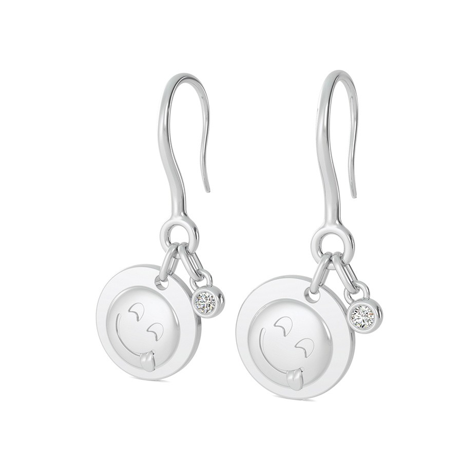 Tongue Out Emoji Disc Earrings