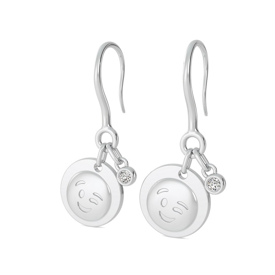 Wink Emoji Coin Earrings