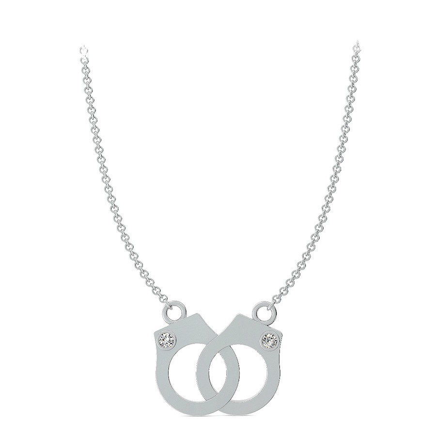 Handcuffs Charm Pendant With Bezel Set Stones