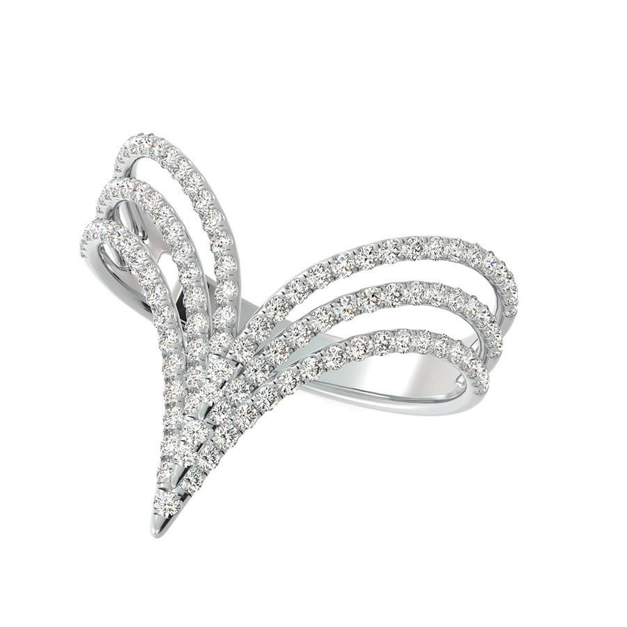 Three Row Skinny V Ring