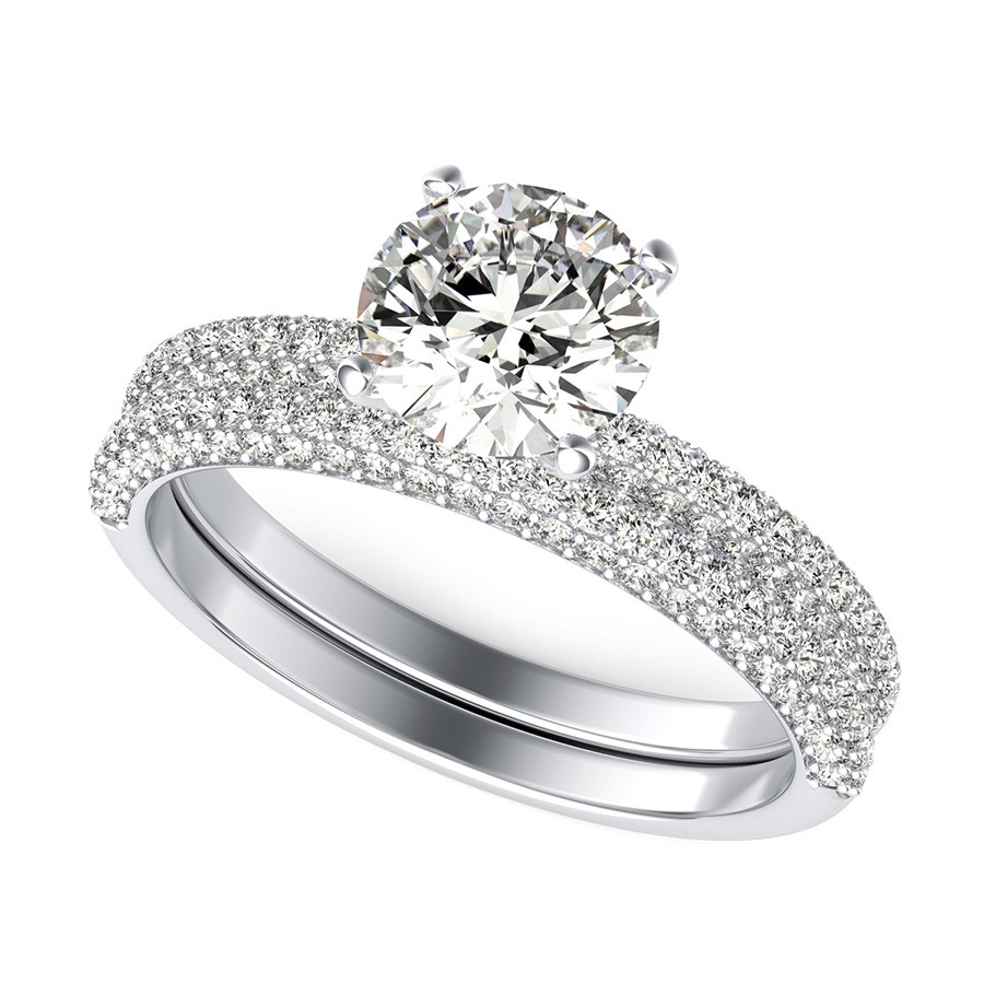 Classic Micro-Pave Half Eternity Engagement Set