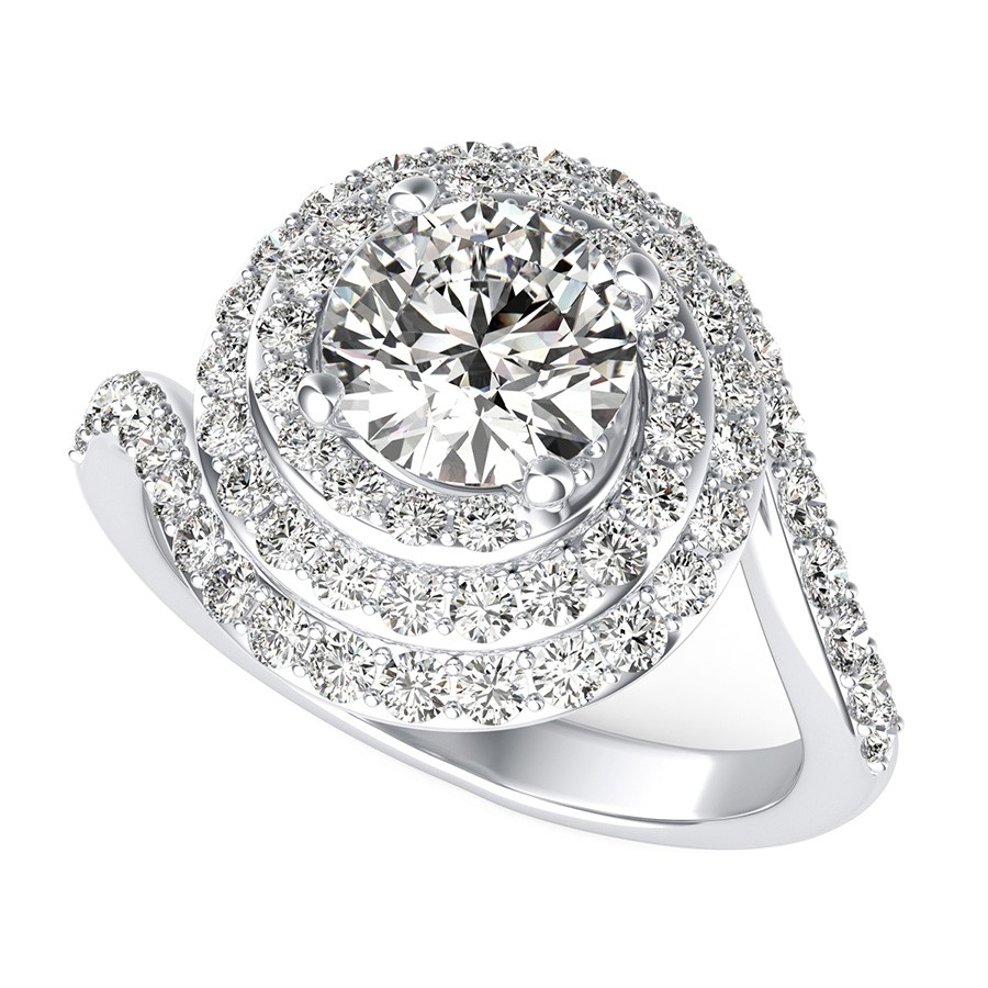 Spiral Halo Engagement Ring