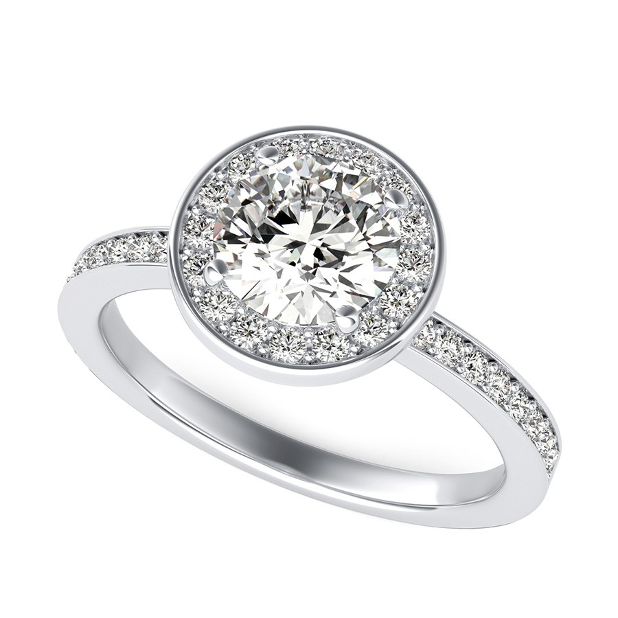 Halo Pave Set Engagement Ring