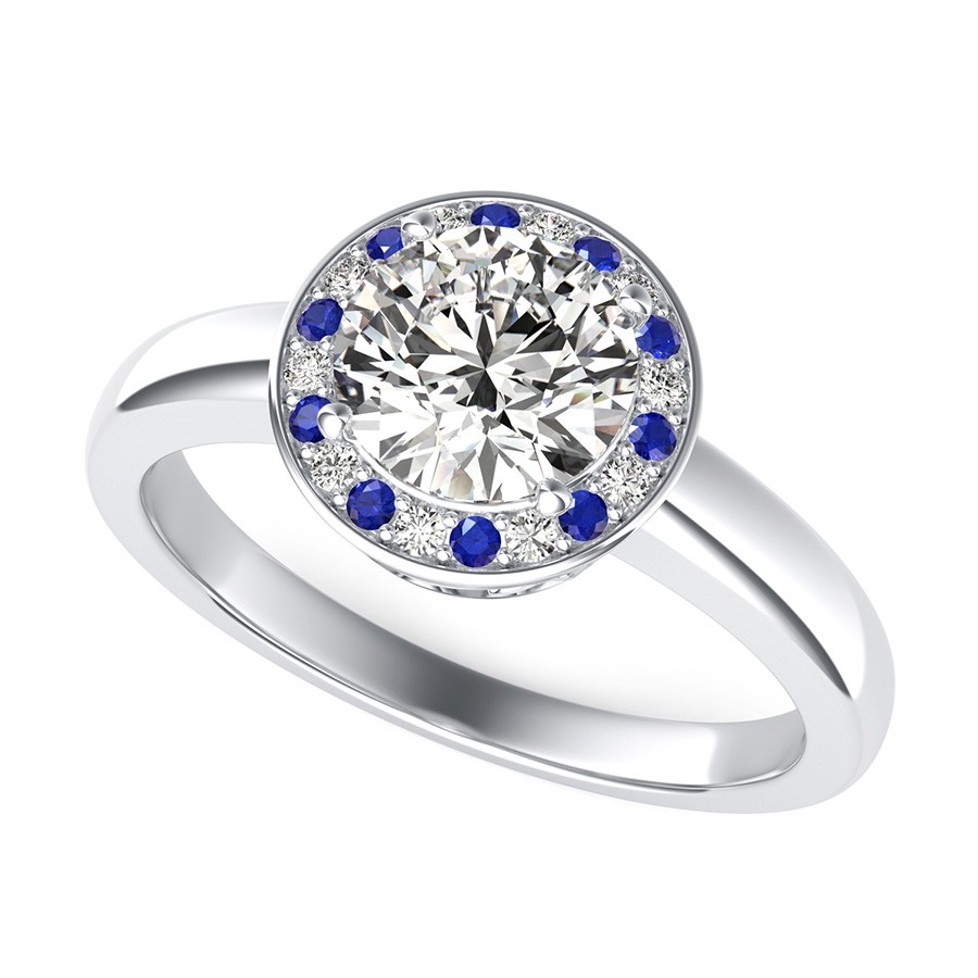 Halo Pave Set Engagement Ring With Scrolls On The Basket