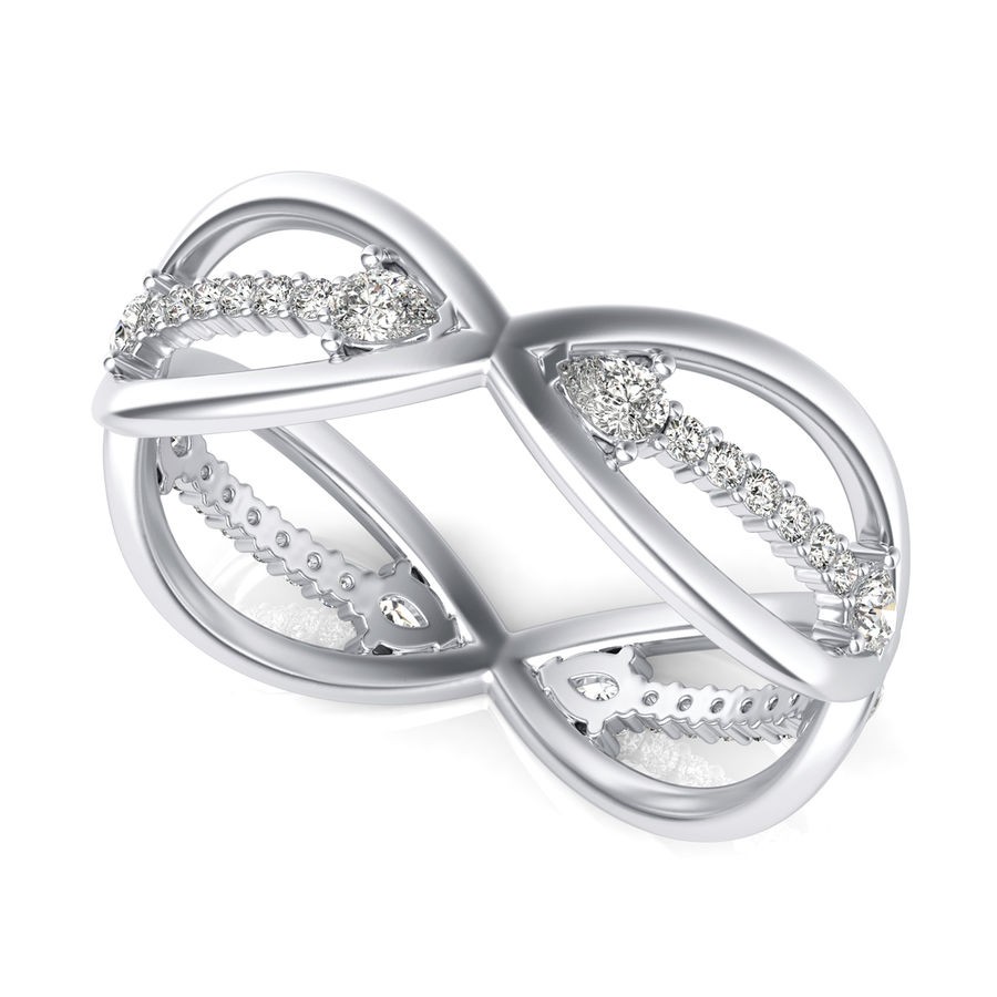 Brilliant Cut Row with Pear Shape Fashion Ring