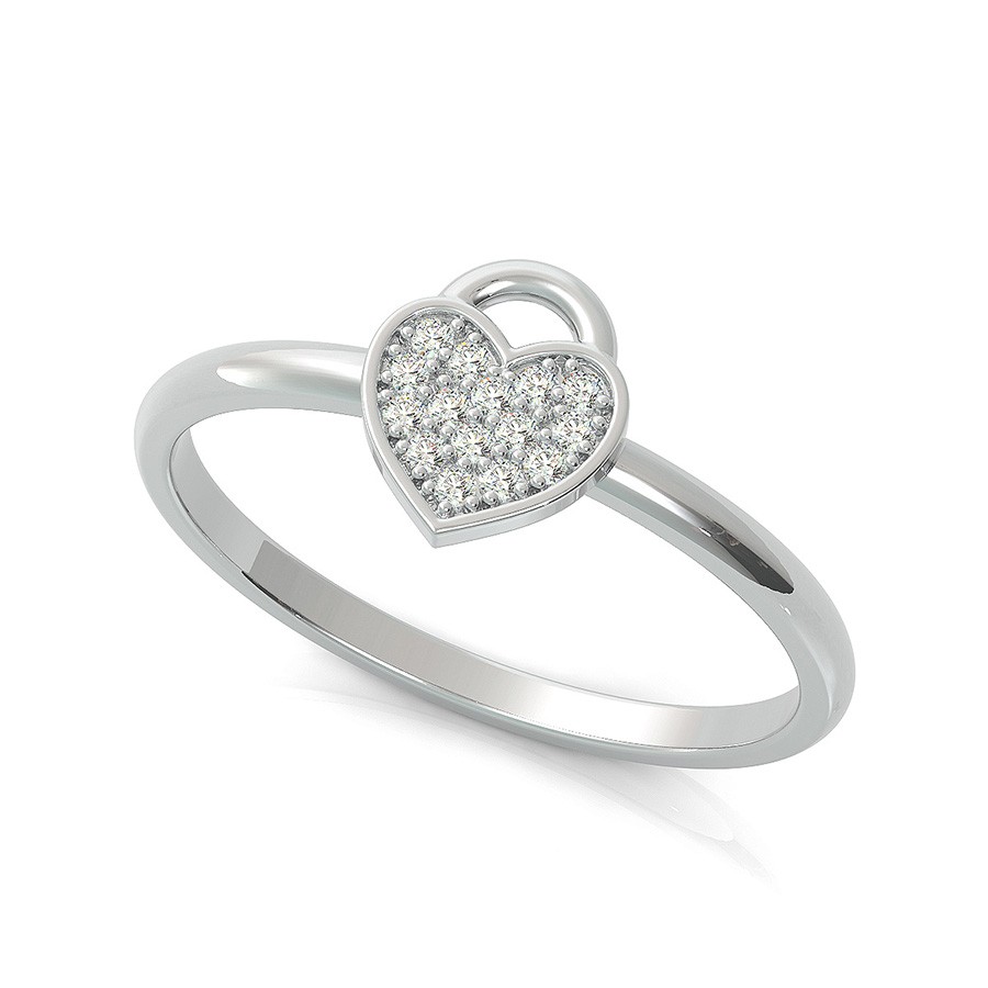 Heart Shape Cluster Lock Ring