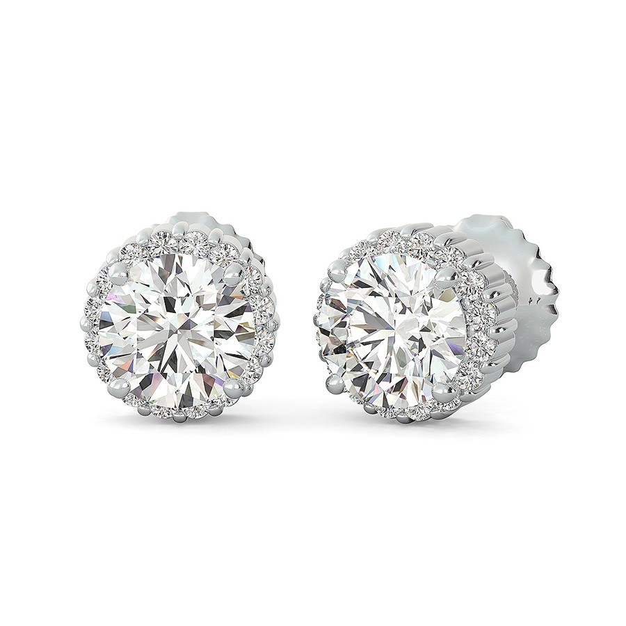 Share Prong Basket Halo Earrings