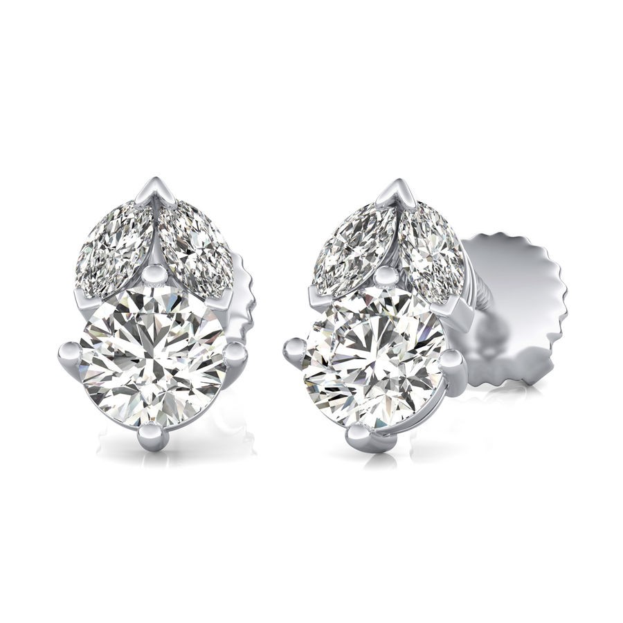 Three Stone Stud Earrings 